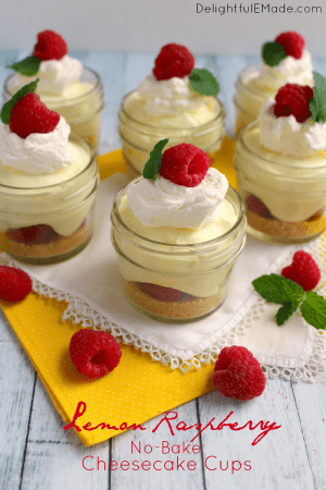 Lemon Raspberry No Bake Cheesecake Cups