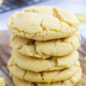A stack of Lemon Sugar Cookies on a board