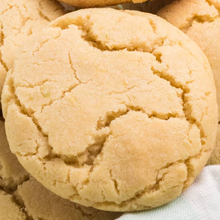 square close up image of a lime sugar cookie