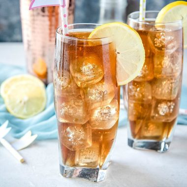 Long Island Iced Tea made with 5 types of liquor, sweet & sour, and a splash of cola gives this cocktail its deceptive look and name. So tasty but you'll only need one!