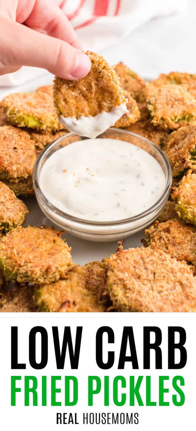 oven fried pickle chip dipped in ranch