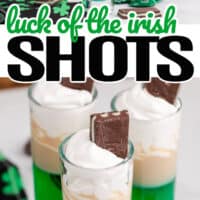 top picture of three luck of the irish shots, bottom picture is over the top shot of three luck of the irish shots. In the middle of the two pictures is the title of the post with green and black lettering