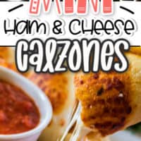 two images of mini ham and cheese calzone