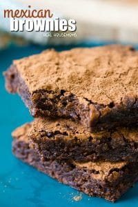 Mexican Brownies are a fun and delicious chocolate dessert! A fudge brownie is laced with hints of cayenne pepper and cinnamon for layers of surprising flavor!