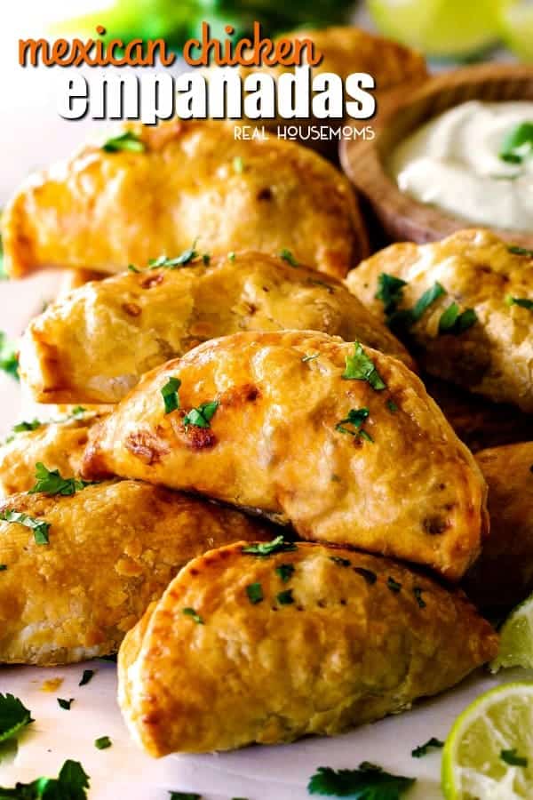 Mexican Chicken Empanadas stuffed with juicy chicken, black beans, bell peppers, and cheese baked in a hot, flaky golden pastry are an irresistible appetizer, dinner, or snack that can be made ahead of time and frozen for later!