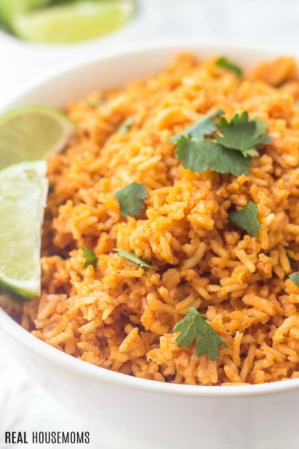 close up of mexican rice recipe