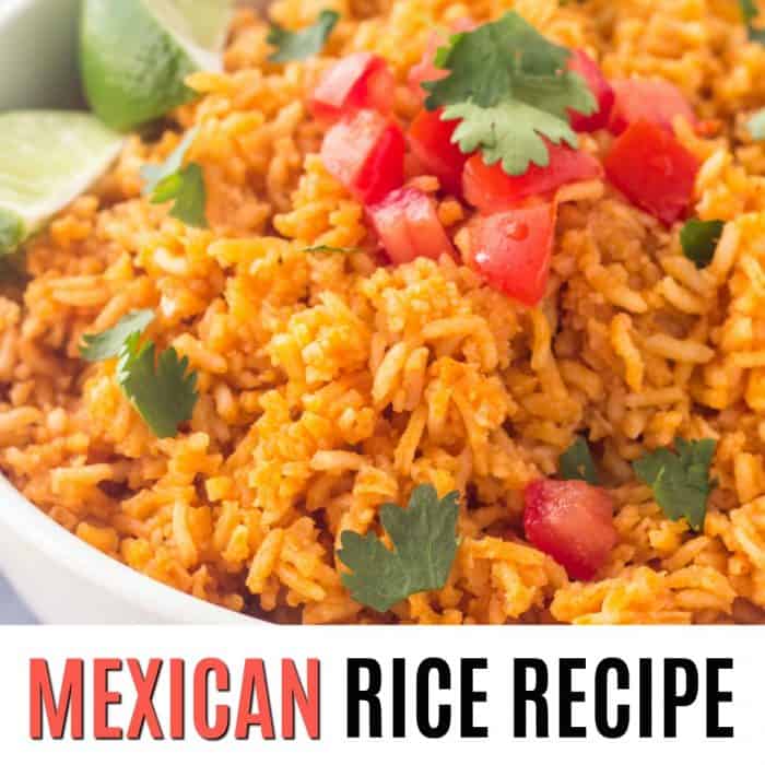 mexican rice recipe square image with text