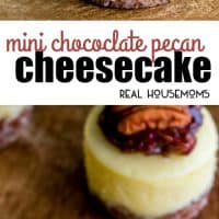 This easy Mini Chocolate Pecan Pie Cheesecake recipe is a fun twist on a classic pecan pie!