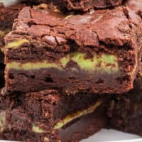 square close up image for mint fudge stuffed brownie