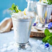 Grab your best bottle of bourbon, some fresh mint, and whip up a tasty Mint Julep! Served at Kentucky Derby parties, but equally refreshing all year long!