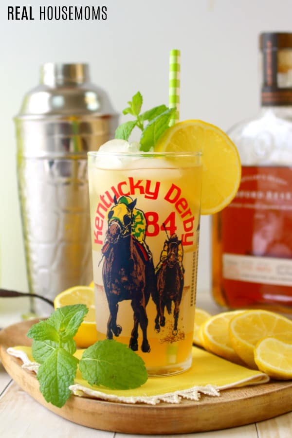 Mint Julep Lemonade with bourbon and a cocktail shaker