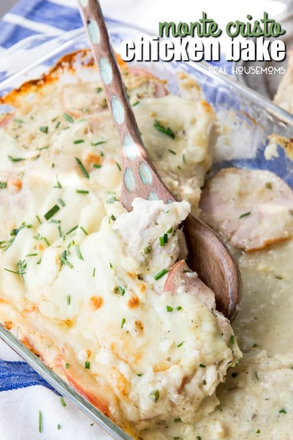 Monte Cristo Chicken Bake is a creamy, hearty chicken bake that is a complete meal in one dish. This chicken bake is flavorful, delicious, and easy to make!