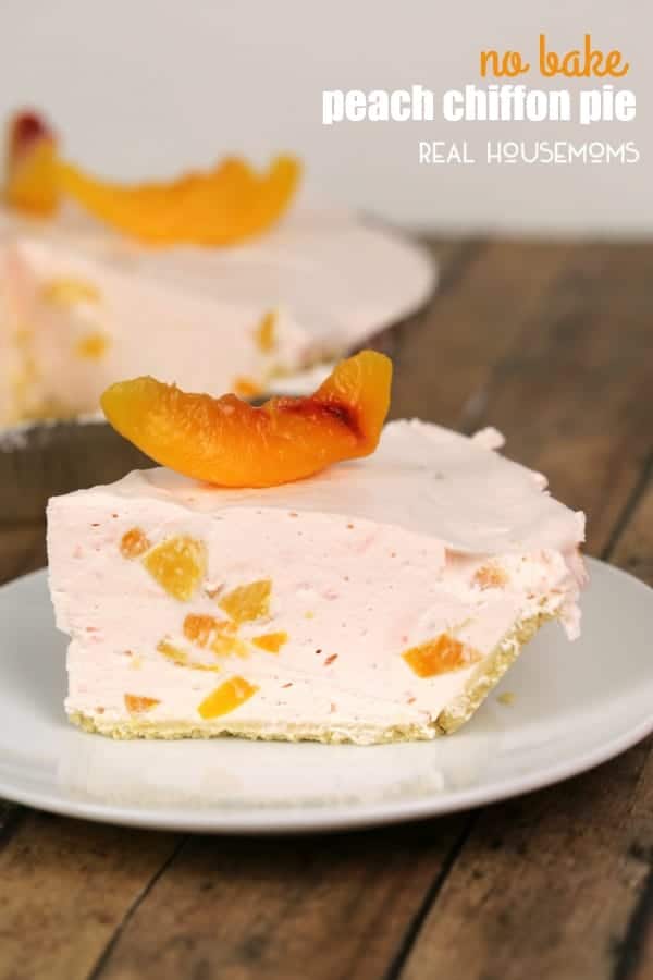 This NO BAKE PEACH CHIFFON PIE is light, delicious and super simple to make!