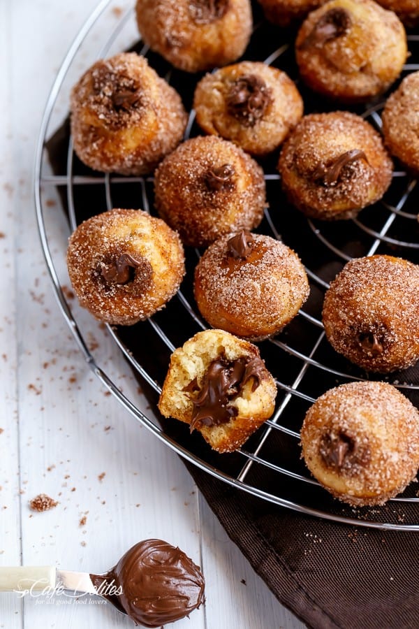 Nutella Churro Donut Holes - Cafe Delites