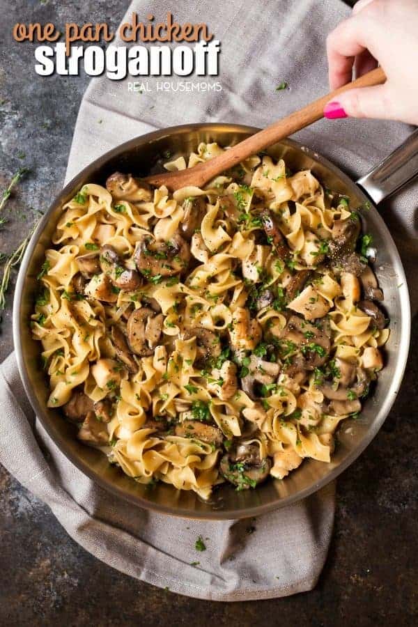 You've heard of beef stroganoff, but this chicken version is every bit as hearty & comforting! One Pan Chicken Stroganoff is a 30-minute meal you'll love!