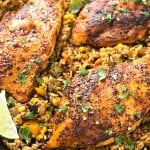 One Pan Tex-Mex Chicken and Rice - A dish perfect for a busy weeknight meal or a dish to impress your friends and family! All you need is one pan and 45 minutes until dinner is ready!