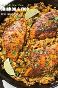 ONE PAN TEX-MEX CHICKEN AND RICE is perfect for a busy weeknight meal or a dish to impress your friends and family! All you need is one pan and 45 minutes until dinner is ready!