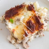 Cheesy, meaty, and filled with delicious peppers and onions, Philly Cheesesteak Casserole is a modern take on the classic Philadelphia sandwich! It's sure to be your family's new favorite dinner!