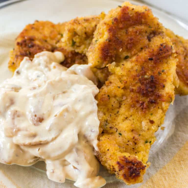 Parmesan Chicken Tenders with Onion Dip is a quick and easy meal idea. Whether served as a main dish or appetizer, it’s a great way to satisfy picky eaters!