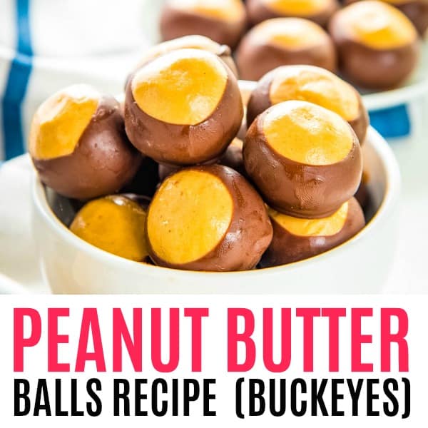 square image of peanut butter balls with text