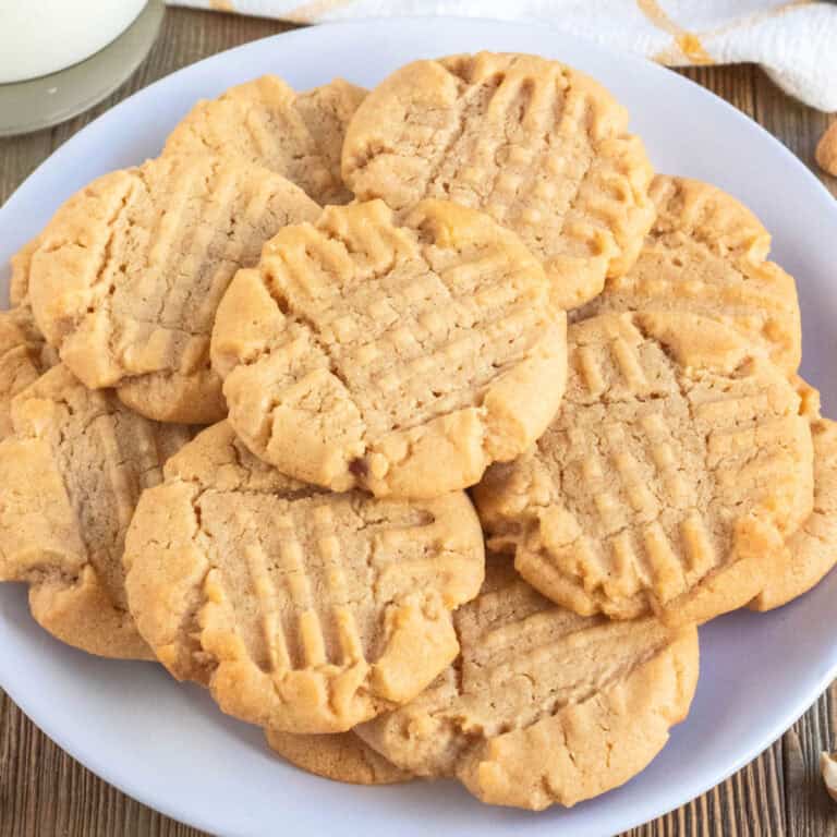 square image of a plate of peanut butter cookies