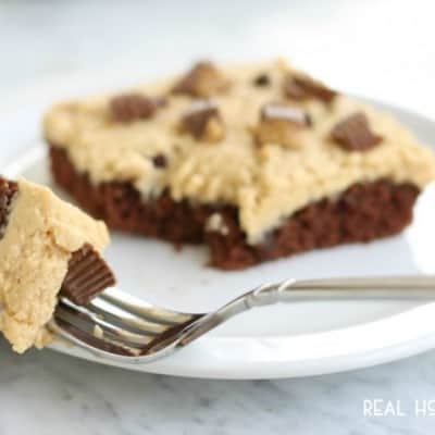 Make this CHOCOLATE PEANUT BUTTER CUP SHEET CAKE for your next family get together. All the chocolate peanut butter fans will go crazy for this cake!