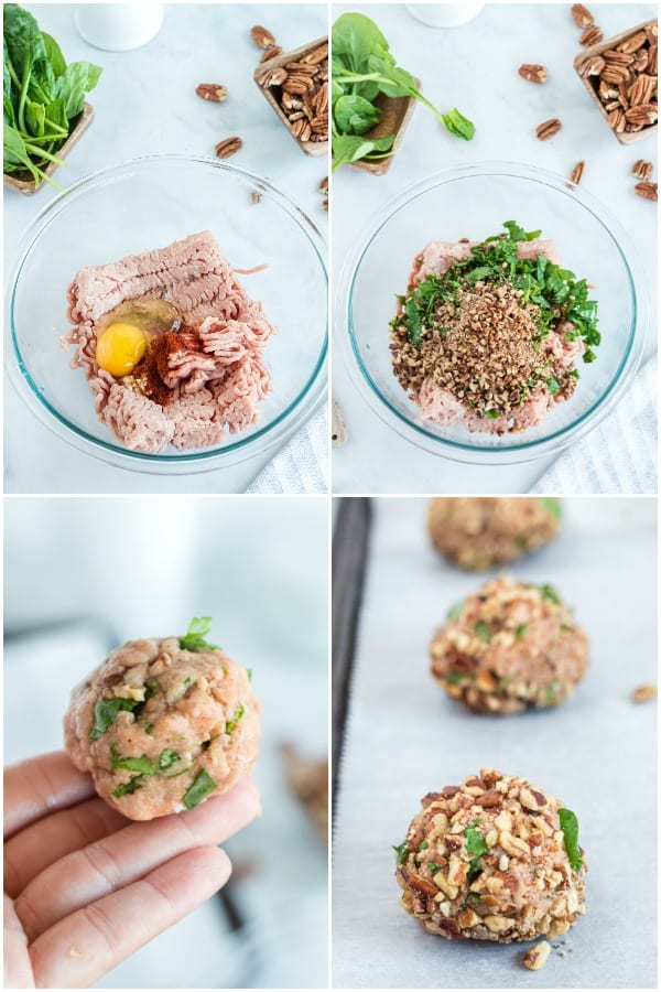 steps to make pecan chicken meatballs