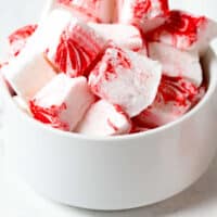 bowl of peppermint marshmallows