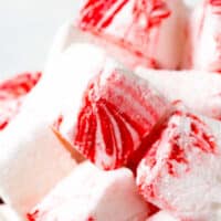peppermint marshmallows in a white bowl