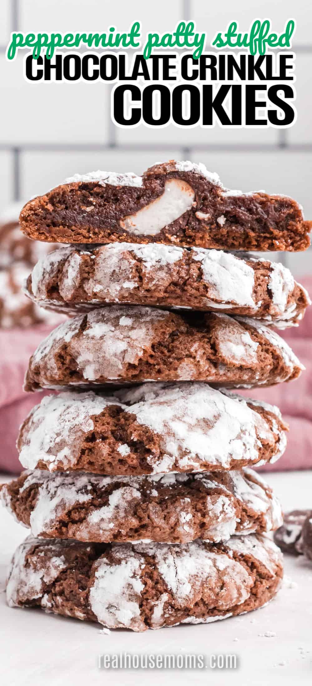 Peppermint Patty Stuffed Chocolate Crinkle Cookies ⋆ Real Housemoms 7606