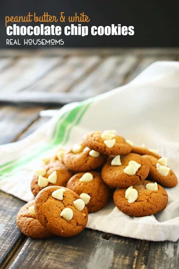 PEANUT BUTTER & WHITE CHOCOLATE CHIP COOKIES are soft & chewy mini cookies that are adorable, fun & delicious!