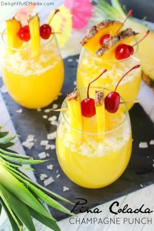 Pina Colada Champagne Punch by Delightful E Made