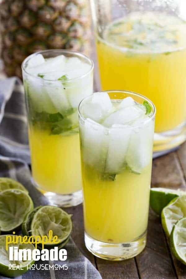 A refreshing PINEAPPLE LIMEADE made with a simple syrup, fresh basil, fresh lime juice, and plenty of pineapple. This is going to be your favorite mocktail ever!