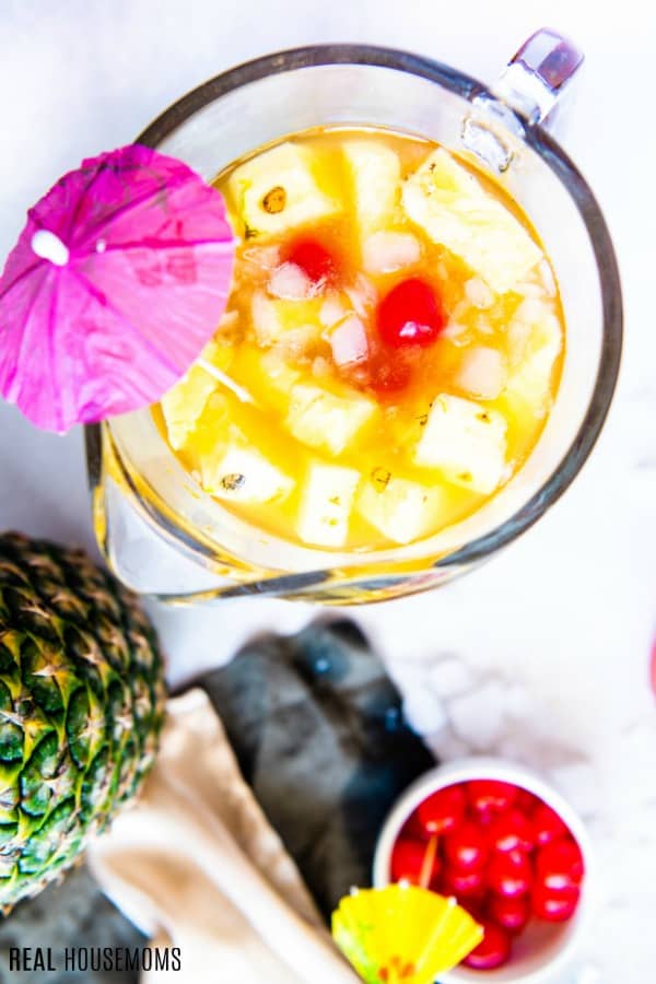 pitcher of pineapple rum punch