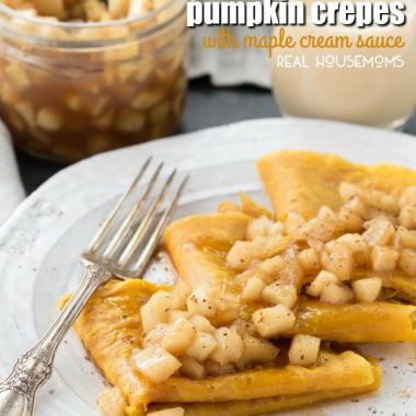 One bite and these PUMPKIN CREPES WITH MAPLE CREAM SAUCE will become your favorite fall dessert!