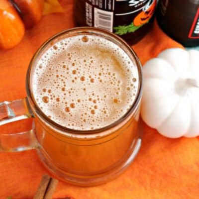 This quick and easy two ingredient Pumpkin Ginger Shandy is the perfect cocktail for fall or Thanksgiving entertaining!