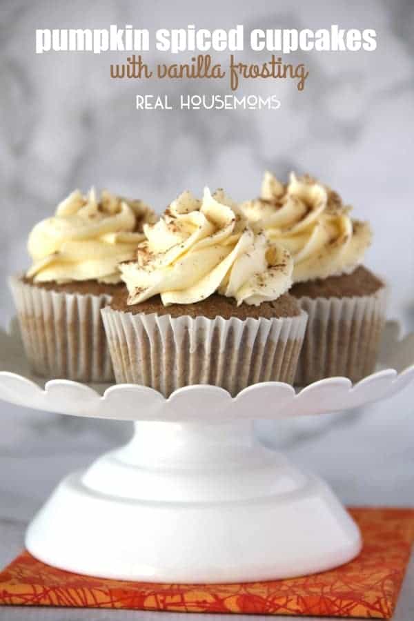 These delicious PUMPKIN SPICED CUPCAKES WITH VANILLA FROSTING are sure to be hit this holiday season!