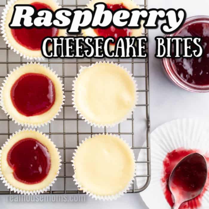 square image of Raspberry Cheesecake Bites