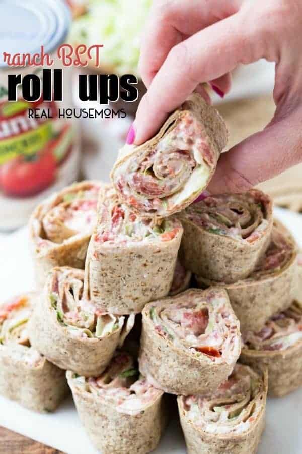Ranch BLT Roll Ups are a hit at every party! Bacon, lettuce and tomato are even better with ranch dressing and cream cheese! These are perfect for game day!