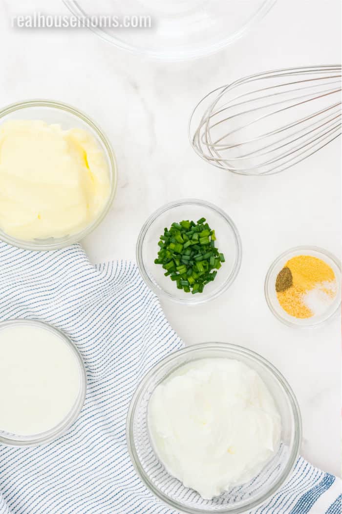ranch dressing ingredients and an whisk