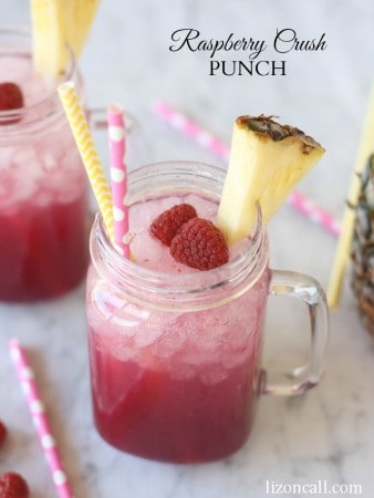 This raspberry crush is the best party punch recipe ever! Find the recipe at lizoncall.com