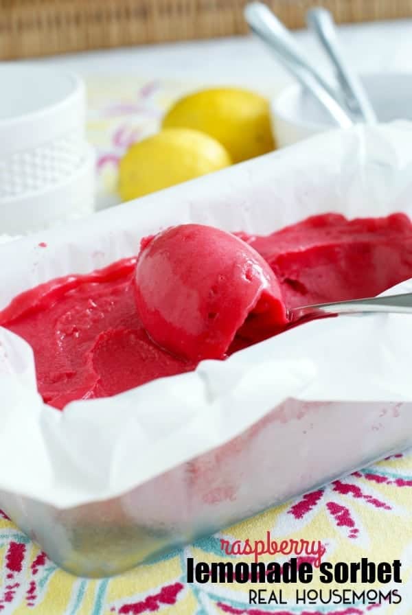RASPBERRY LEMONADE SORBET is a sweet and tangy frozen treat that is bursting with bright and fresh flavors, just like a raspberry lemonade!
