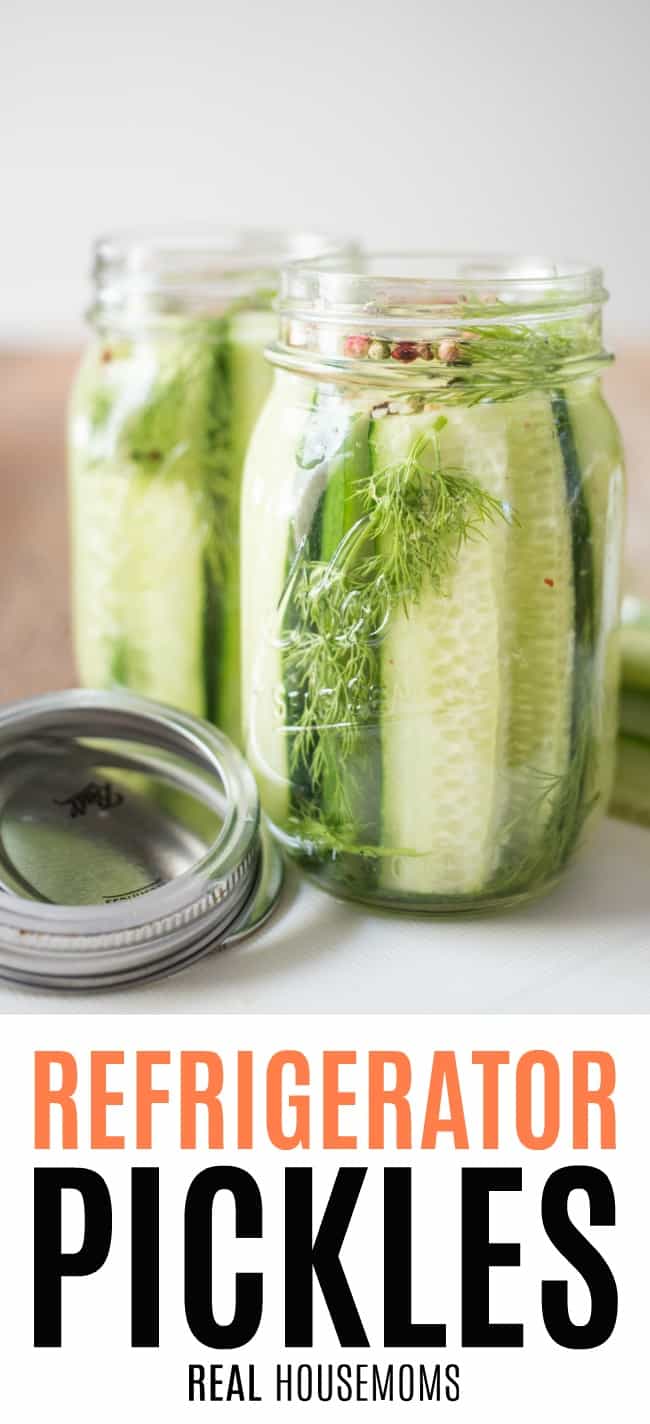 refrigerator pickles in mason jars with the lids off