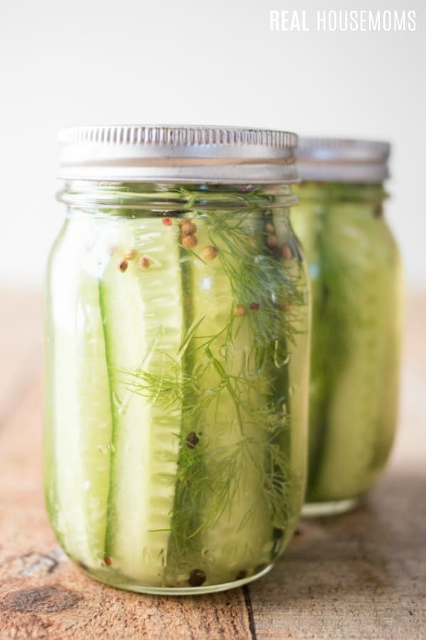 refrigerator pickles in mason jars ready to brine