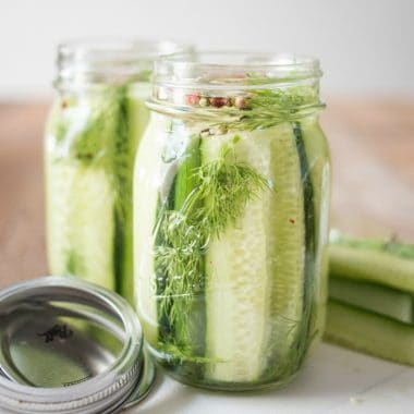 Refrigerator Pickles are an easy to make snack or appetizer that uses a few simple ingredients and are the perfect addition to your summer BBQ!