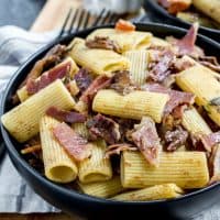 Rigatoni Pasta with Mushrooms and Prosciutto is an easy and hearty meal made with simple Italian ingredients that'll knock your socks off!