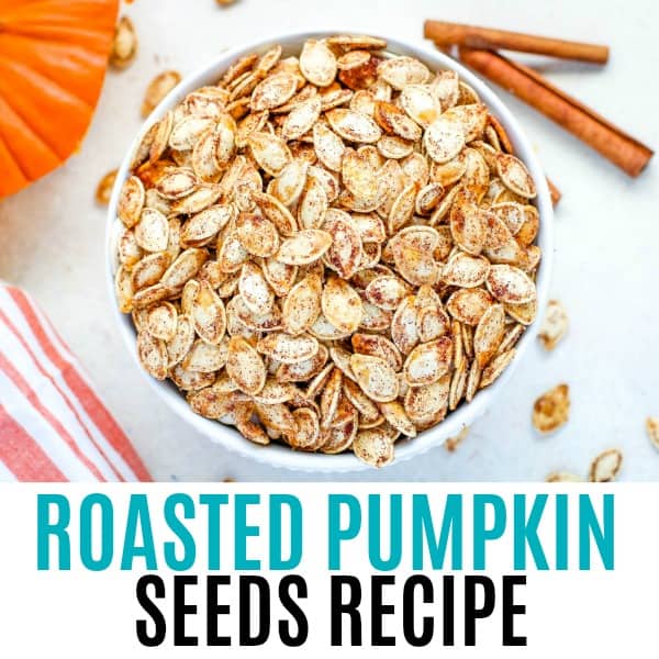 square image or roasted pumpkin seeds with text