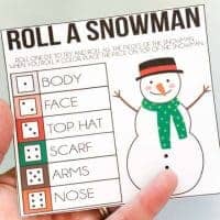 This Roll A Snowman Printable Game is perfect for classroom holiday parties, Christmas breakfasts with Santa, or any other winter occasion!