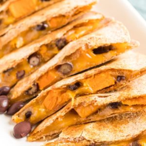 Sweet Potato & Black Bean Quesadillas are a nutritious meal idea. Packed with protein and fiber, it's a great choice for your Meatless Monday menu!