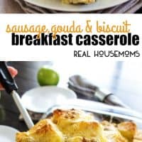 Sausage, Gouda & Biscuit Breakfast Casserole an easy breakfast. Packed with sausage and smoked Gouda, this biscuit and eggs dish will be a real crowd pleaser!